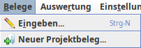 Menüpunkt Neuer Projektbeleg
